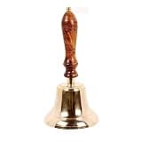 6" Brass Hand Bell with Wooden Handle – Vintage School Teacher Classroom Call Bell for Ceremony, Office & Home Decor