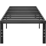 HOBINCHE 18 Inch Metal Twin Bed Frame No Box Spring Needed - Easy Assembly Heavy Duty Noise Free Narrow Bedframes - Single Black Basic Steel Slats Platform with Storage