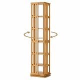 KAM-LITE 360 Rotating Bookshelf Tower, 6 Tier Bamboo Spinning Bookcase Floor Standing Storage Rack, Narrow Shelf Organizer for Kids Adults, Brown