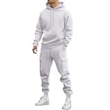 CMELTANM Men's Sweatsuits 2 Piece Tracksuit Set Hoodie & Cargo Joggers Athletic Outfit White