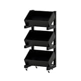WANGHAI2024M Bookcases Movable Wooden Floor Standing Bookshelf with Wheels 3-Tier Storage Rack for Home Office