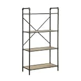 Bison office Antique Oak and Gray Bookshelf, Modern Freestanding Open Storage Bookcase for Living Room and Home Office