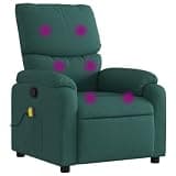 UERNGFTKM Manual Reclining Fabric Massage Chair with 6 Vibration Points, Dark Green Recliner with Side Pocket, 135 Degree Tilt Armchair for Living Room