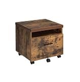 Liva Home Decor 1-Drawer Wooden Rolling File Cabinet in Weathered Oak & Black Finish