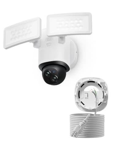 eufy Floodlight Camera E340(with AC Cable),Security Camera Outdoor, 360° PTZ, 24/7 Recording, 2.4G/5G Wi-Fi, 2000 LM, Motion Detection, Built-in Siren, Dual Cam, HB3 Compatible, No Monthly Fee