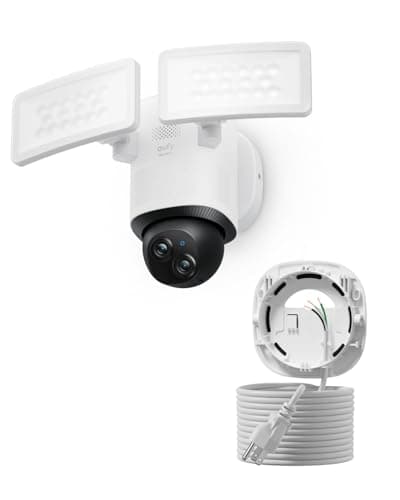 eufy Floodlight Camera E340(with AC Cable),Security Camera Outdoor, 360ยฐ PTZ, 24/7 Recording, 2.4G/5G Wi-Fi, 2000 LM, Motion Detection, Built-in Siren, Dual Cam, HB3 Compatible, No Monthly Fee