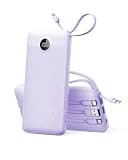 VRURC Portable Charger Slim 20000mAh Power Bank,22.5W PD Fast Charging Travel Essentials Powerbank 4-Built-in-Cables&2 Extra Ports Compatible with iPhone,iPad,Galaxy,Android (Purple)