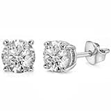 Shop LC Lab Grown Diamond Stud Earrings for Women | 0.5 Carat | G-H Color SI Clarity | 925 Sterling Silver Platinum Plated | Round | 4-Prong Basket | Push Back | Fine Jewelry