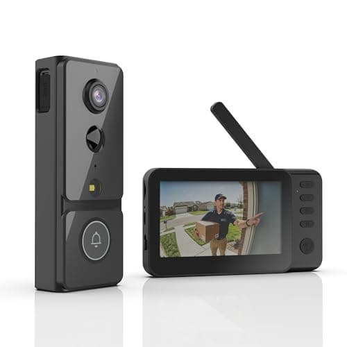 Winnes Wireless Video Doorbell, No Subscription 1080P Doorbell Camera Monitor & Motion Detection, Free Storage, No WiFi or App Needed, 2-Way Audio, 170° View Angle, Waterproof & Night Vision