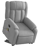 UERNGFTKM Electric Stand up Massage Recliner Chair for Elderly with Power Lift, Vibration Massage, 6 Points, Light Gray Fabric, 135 Degree Reclining
