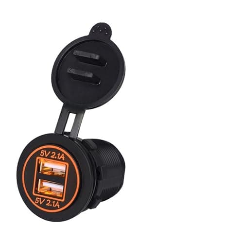USB 3.0 Fast Charging Socket 12V to 5V 12-24V Charger Motorcycle Dual Connector Charger Adapter Outlet Power Light with LED Lamp(Orange)
