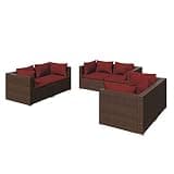 WDSAYREH 6 Piece Modular Outdoor Lounge Set with Waterproof PE Rattan, Brown Poly Rattan Patio Sofa Set with Cushions and Pillows, Steel Frame Garden Furniture