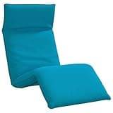 KPOTUERTU Folding Sun Lounger with Light Blue Oxford Fabric, Metal Frame Recliner with 5 Positions, Manual Reclining Floor Chair for Patio Beach Garden Yoga