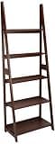 Amazon Basics 5-Tier Ladder Bookshelf Storage Organizer, Solid Rubberwood Frame, Space-Saving Bookcase, Sturdy Shelves, Walnut Finish, 14" D x 24.8" W x 70.1" H