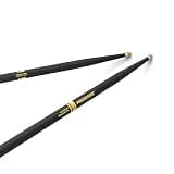 ProMark Forward Rebound 5A ActiveGrip Drumsticks, R5AAG, Tacky Active Grip Finish, Black Drum Sticks, Acorn Tip, Hickory Wood - 1 Pair