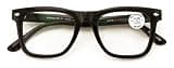 V.W.E. Men Progressive Bifocal Reading Glasses – No Line, No Bubble – Clear Zero Power on Top Readers CR07 (Solid Black, 2.50, x)