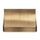 Brass Range Hood Wall Mount 54'' W, 48'' H, 21'' D, CT Copper Tailor Custom Handmade Metal Kitchen Vent Hood, With 4-Speed Exhaust Fan & LED Light,BSRH-32-3MTR