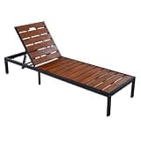Pool Lounge Chairs Set Outdoor Chaise Lounges Recliner with Adjustable Backrest Luxury Daybed Sun Lounger for Patio Poolside Beach Backyard Outside Lawn Sunbathing Furniture Clearance Black and Brown