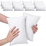 Geelin 12 Pack Small Pillows for Travel 7"x11" Mini Pillows Bulk with Zipper Epe Foam Soft Machine Washable Tiny Cushion for Sleeping Airplane Car Neck Lumbar Nap Pets (Classic,White)