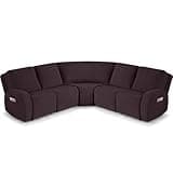 VANSOFY Extra Large Reclining Sectional Couch Covers, Washable 5-Piece Sofa Covers for L Shape Sectional Sofa Corner Seater, Thick, Soft Sofa Slipcovers (5 Seat Recliner Cover, Chocolate)
