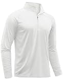 TACVASEN Men's Golf Shirts Sun Lightweight Athletic Moisture Wicking Sports Workout Long Sleeve Running Summer UV Protection Shirts White L