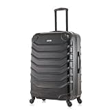 InUSA ENDURANCE Luggage with Spinner Wheels | Durable Lightweight Hardside Suitcase, Spacious Travel Bag with Handle and Trolley | 28-Inch Large Checked | Black