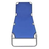 KMUNGDWG Blue Folding Sun Lounger with Adjustable Backrest, Powder Coated Steel Frame for Garden Beach