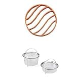 Instant Pot, Orange Official Silicone Roasting Rack, Compatible with 6-quart and 8-quart cookers & Instant Pot Official Mesh Steamer Basket, Set of 2, Stainless Steel