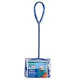 Penn-Plax Quick-Net Aquarium Fish Net - 4 x 3 in Fine Mesh, 10 in Vinyl-Covered Braided Handle - Small Aquarium Cleaning Tool for Gentle Fish Handling - Use in Freshwater & Saltwater Tanks - Blue