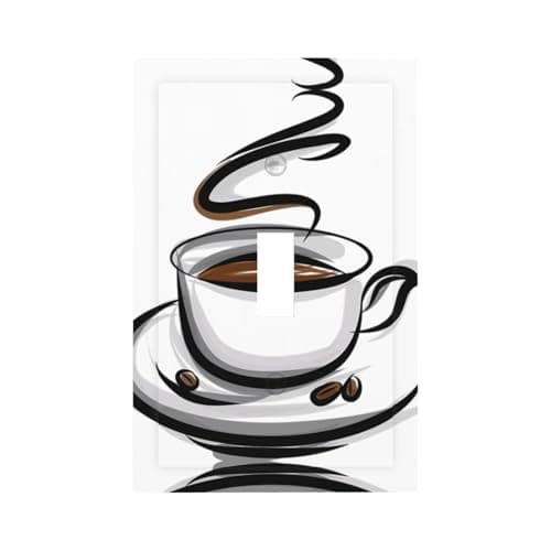 YzgWjBhd Light Switch Socket Outlet Covers, Decorative Wall Plates, Coffee Cup and Coffee Beans Electrical Faceplate for Bedroom Bathroom Home Decor