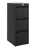 GarveeHome 3-Drawer Metal File Cabinet with Lock, Heavy Duty Filing Cabinet for Letter/Legal/A4/F4 Documents – Vertical Storage Organizer for Home Office, Black