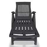 YUOGHRTFE Plastic Sun Lounger with Footrest and Wheels, 5-Position Reclining Backrest, Foldable Outdoor Chaise Lounge for Garden Patio Terrace