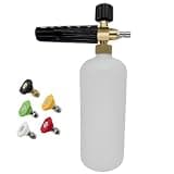 Pressure Washer Foam Cannon Kit, 5 Nozzles, Aluminum Alloy Core, Quick Connect, Adjustable Snow Soap Cannon for Car Washing, 6.7 x 11 in