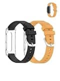 Compatible for Google Fitbit Air Smart Watches,Replacement New Soft Sport Silicone Waterproof Strap Wristbands for Google Fitbit Air .(Black+Yellow,2 Pack)
