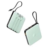 VRURC Portable Charger with Built-in Cable, 10000mAh 22.5W Fast Charging USB C Battery Pack, Cell Phone Power Bank for iPhone 17 16 15 Series Android Tablet (Green)