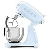 SMEG SMF05 Forte 5-Qt Stand Mixer with 750W Motor, Smooth Start & SteadyMix, Flex Edge Beater, 10 Speeds, Stainless Steel Bowl – Retro 50’s Style Planetary Mixer for Dough, Baking & Desserts-Blue