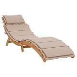 YUOGHRTFE Solid Acacia Wood Patio Sun Lounger with Cushion and Pillow, Foldable Outdoor Lounge Chair for Poolside, Garden, and Balcony