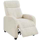 Topeakmart Fabric Recliner Chair Adjustable Modern Single Sofa Chair with Pocket Spring Living Room Bedroom Home Theater Ivory