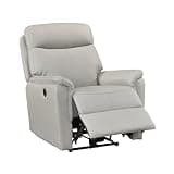 GOWE Light Gray Power Recliner Chair Luxurious Top Grain Leather Charging Ports Living Room Furniture 1pc