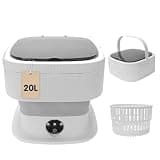 Mini Portable Washing Machine, 20L Foldable Portable Mini Washer Machine with Spin Dry, Collapsible Travel Washing Machine for Dorms, Apartment, RV and Camping. (Grey)