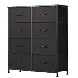 Sweetcrispy Dresser, Dresser for Bedroom Organizer Storage, Fabric Storage Tower with 8 Drawers, Chest of Drawers with Steel Frame, Wood Top for Living Room, Closet, Black