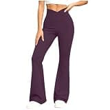 Xiaojmake Women's Slim Fit Yoga Pants High Elastic Waist Track Pant Bell Bottoms Casual Lounge Fast Dry Workout Gym Trousers Purple