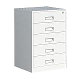 UYCVT 5 Drawer Locking Steel Filing Cabinet for Home Office Organization Pre Assembled Freestanding Pedestal with Key Under Desk Storage Solution Stylish and Functional-Stlye3-39 * 44 * 65cm