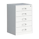 UYCVT 5 Drawer Locking Steel Filing Cabinet for Home Office Organization Pre Assembled Freestanding Pedestal with Key Under Desk Storage Solution Stylish and Functional-Stlye3-39 * 44 * 65cm
