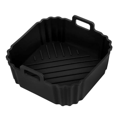 Compatible For COSORI 2L Air Fryer Accessories, Silicone Baking Pan Square Tray - Also,Compatible For CHEFMAN 2L Non-Stick Easy Clean(Black)