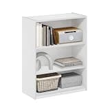 Furinno GEHRY Book Shelf, 3-Tier Small Bookshelf, Bookcase with Adjustable Shelves, 11.6 x 24.8 x 31.6, for Organization and Storage, for Living Room, Bedroom, Home Office, White