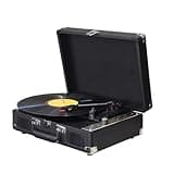 ZJchao Vintage Record Player with, USB & SD Support - 33/45/78 RPM Turntable for 7/10/12 Inch Records, Portable Phonograph with Speakers (Black)