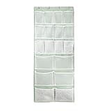 18 Pockets Over the Door Organizer with 4 Kind Pockets,Behind Door Shoes Rack,Back of Closet Storage Organization for Socks,Hat,Underwear,Luggage Packing,Hanging Holder Shelf in Home Dorm,Travel,Green