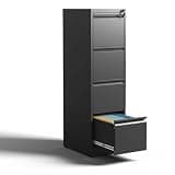 Kiwaou 4 Drawer Vertical File Cabinet, Metal Office Storage Cabinet with Lock for Letter Legal A4 Files, Steel Home Office Cabinet