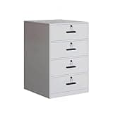 predolo Lockable Office Cabinet Black Handles Under Desk File Cabinet Flat Tops, 40cm Four-Drawer Warm White